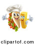 Vector Illustration of a Souvlaki Kebab Sandwich Chef Mascot and French Fry Character Giving Thumbs up by AtStockIllustration