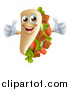 Vector Illustration of a Souvlaki Kebab Sandwich Mascot Giving Two Thumbs up by AtStockIllustration