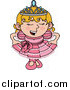 Vector Illustration of a Spoiled Blond Princess Girl in a Pink Dress and Crown by AtStockIllustration