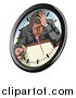 Vector Illustration of a Stressed Businsesman Trying to Meet a Deadline on a Clock Face by AtStockIllustration