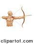 Vector Illustration of a Strong Archer Facing Right and Aiming an Arrow by AtStockIllustration