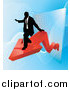 Vector Illustration of a Successful Businessman Riding on a Red Arrow As Revenue Increases by AtStockIllustration