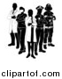 Vector Illustration of a Team of Silhouetted Emergency and Rescue Workers by AtStockIllustration