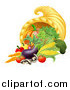 Vector Illustration of a Thanksgiving Fall Cornucopia Horn of Plenty with Produce by AtStockIllustration