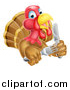 Vector Illustration of a Thanksgiving Turkey Bird Holding Silverware by AtStockIllustration