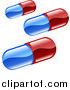 Vector Illustration of a Three Red and Blue Pills by AtStockIllustration
