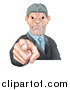Vector Illustration of a Tough and Angry Caucasian Business Man Pointing Outwards, a Boss Pointing at an Employee by AtStockIllustration