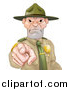 Vector Illustration of a Tough and Angry White Male Forest Ranger Pointing Outwards by AtStockIllustration