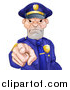 Vector Illustration of a Tough and Angry White Male Police Officer Pointing Outwards by AtStockIllustration