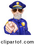 Vector Illustration of a Tough and Angry White Male Police Officer Wearing Sunglasses and Pointing Outwards by AtStockIllustration