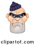 Vector Illustration of a Tough and Angry White Male Robber Face by AtStockIllustration