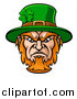 Vector Illustration of a Tough Angry St Patricks Day Leprechaun Mascot Face by AtStockIllustration