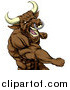 Vector Illustration of a Tough Brown Bull or Minotaur Mascot Punching by AtStockIllustration