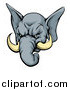 Vector Illustration of a Tough Elephant Mascot Head by AtStockIllustration