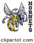 Vector Illustration of a Tough Hornet Sports Team Mascot Holding up Fists by Text by AtStockIllustration