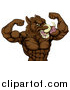 Vector Illustration of a Tough Razorback Boar Man Flexing His Bicep Muscles, from the Waist up by AtStockIllustration