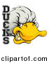 Vector Illustration of a Tough White Duck Mascot Head and Text by AtStockIllustration