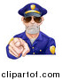 Vector Illustration of a Tough White Male Police Officer Wearing Sunglasses and Pointing Outwards by AtStockIllustration