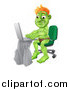 Vector Illustration of a Troll Sitting and Using a Laptop by AtStockIllustration