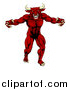 Vector Illustration of a Vicious Snarling Red Bull Man Minotaur Monster Mascot Attacking by AtStockIllustration