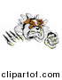 Vector Illustration of a Vicious Tough Bulldog Monster Shredding Through a Wall by AtStockIllustration