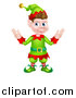 Vector Illustration of a Welcoming Young Brunette White Male Christmas Elf by AtStockIllustration