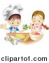 Vector Illustration of a White Boy and Girl Making Cookies Together by AtStockIllustration