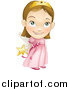 Vector Illustration of a White Girl in a Pink Fairy Princess Costume, Holding Her Wand Behind Her Back by AtStockIllustration