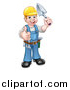 Vector Illustration of a White Male Mason Worker Holding a Trowel and Giving a Thumb up by AtStockIllustration