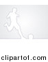 Vector Illustration of a White Silhouetted Male Soccer Player in Action, over Gray by AtStockIllustration