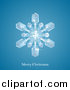 Vector Illustration of a Winter Snowflake with Merry Christmas Text on Blue by AtStockIllustration