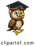 Vector Illustration of a Wise Professor Owl with Glasses and Graduation Cap by AtStockIllustration