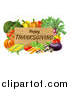 Vector Illustration of a Wooden Happy Thanksgiving Sign Framed in Produce Vegetables by AtStockIllustration