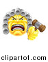 Vector Illustration of a Yellow Angry Judge Holding a Gavel Emoji Emoticon Smiley by AtStockIllustration