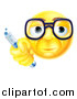 Vector Illustration of a Yellow Smiley Face Emoji Emoticon Scientist Holding a Test Tube by AtStockIllustration
