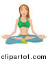 Vector Illustration of a Young Woman Seated in the Lotus Yoga Position by AtStockIllustration
