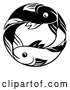 Vector Illustration of a Zodiac Horoscope Astrology Pisces Fish Circle Design in Black and White by AtStockIllustration