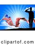 Vector Illustration of American Flag Patriotic Soldier Salute Background by AtStockIllustration