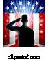 Vector Illustration of American Patriotic Soldier Saluting Flag by AtStockIllustration