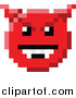 Vector Illustration of an 8 Bit Video Game Style Devil Emoji Smiley Face by AtStockIllustration