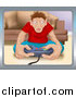 Vector Illustration of an Addicted Man Playing Video Games by AtStockIllustration