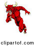 Vector Illustration of an Aggressive Angry Red Bull Man Mascot Running Upright by AtStockIllustration