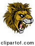 Vector Illustration of an Aggressive Male Lion Roaring Mascot by AtStockIllustration