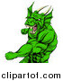 Vector Illustration of an Angry Muscular Green Dragon Man Punching by AtStockIllustration