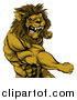 Vector Illustration of an Angry Muscular Lion Man Punching by AtStockIllustration