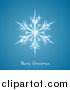 Vector Illustration of an Icy Snowflake over Merry Christmas Text on Blue by AtStockIllustration