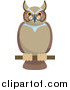 Vector Illustration of an Old Wise Owl Wearing Glasses, Perched on a Branch by AtStockIllustration