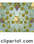 Vector Illustration of an Ornate Purple Grape Vine and Urn Pattern Background by AtStockIllustration
