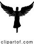 Vector Illustration of Angel Lady with Wings Silhouette by AtStockIllustration