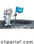 Vector Illustration of Astronaut Holding a Flag on the Moon by AtStockIllustration